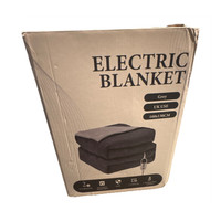 Grey Electric Blanket 160x130cm Flannel, Machine Washable, 2 Heating Levels