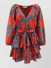 Ulla Johnson Floral Tiered Ruffle Mini Dress Cotton Belted Miranda Size 12