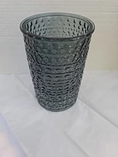 Blue DPS Bubble Mold Glass Vase 1960s