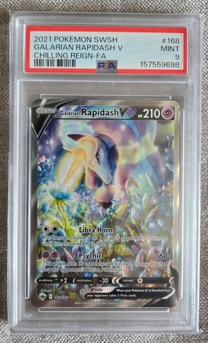 2021 POKEMON SWORD & SHIELD CHILLING REIGN FULL ART/GALARIAN RAPIDASH V PSA 9