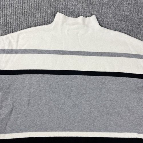 Maglione Cynthia Rowley donna extra large colorblock righe grigio panna nero - Foto 7 di 14