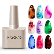 MAYCHAO 15ml Clear Blooming Gel Nail Polish, UV LED Blossom Gel Polish for Sprea