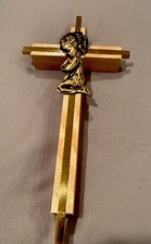 Cross With Praying Girl; Wood With Brass; Communion/ Baptism/Confirmation;