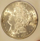 1890 S Morgan Silver Dollar- BU, Tougher date, Super Luster, Light toning 5204-2