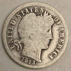 1913 Barber Silver Dime 10C - Philadelphia Mint