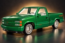 1992 Chevy C1500 454 Ss Lowrider Green 124 Diecast Truck Motormax Get Low New 1992 Chevy C1500 454 Ss Lowrider Green 124 Diecast Truck Motormax Get Low New