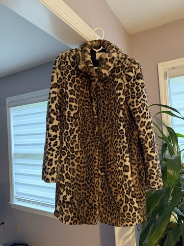 Ann Taylor Loft Women’s Small Soft Faux Fur Leopard Cheetah Coat Jacket NWT $200