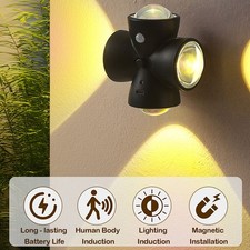 4-Head Motion Sensor LED Night Light USB Rechargeable Magnetic Wall Lamp Bedside
