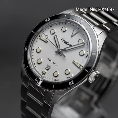 Proxima PX1697 Automatik Herrenuhr 39mm Emaille Zifferblatt Edelstahl 20ATM