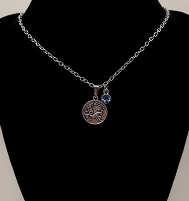 Capricorn Zodiac Pendant Necklace Ambitious Blue December Birthstone Charm