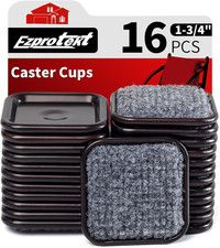 1 3 4In Square Furniture Caster Cups 16Pc Carpet Floor Protectors