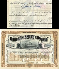 Hoboken Ferry Co. transferred to Lehman Brothers - 1896 dated Stock Certificat