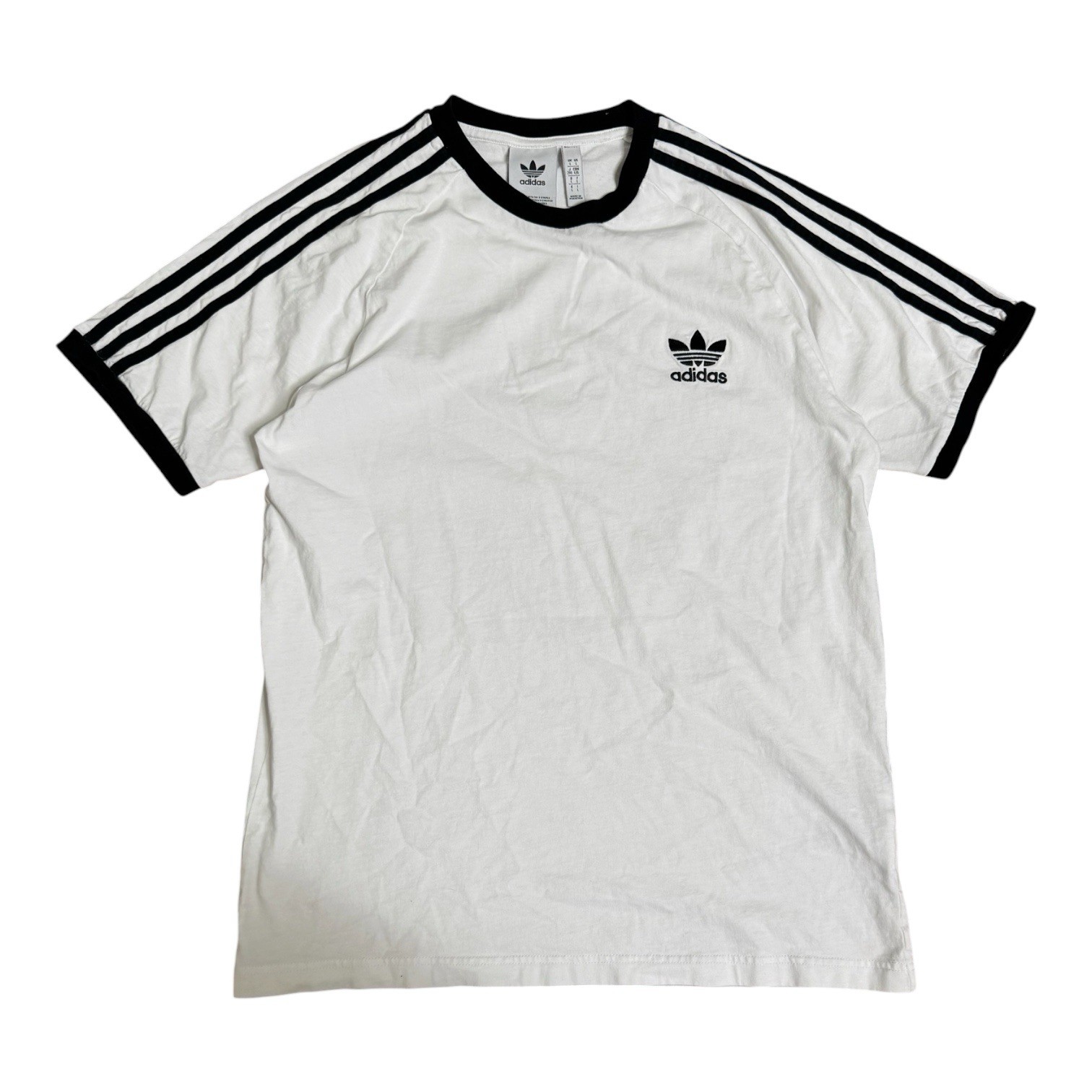 Adidas Trefoil White Three Stripes Shirt Size L