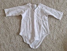 Sanetta Body langarm Gr. 62 weiß mit rosa Punkten Wickelbody