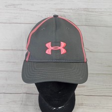 Women's Under Armour Baseball Cap UA Logo Adjustable Dark Gray Pink Hat OSFA