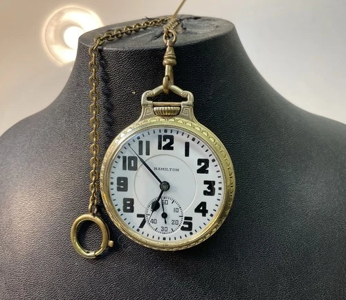 Antique Working Hamilton Railroad 10k Pocket Watch