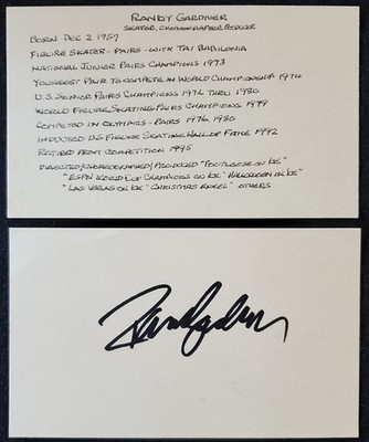 Randy Gardner Autograph Figure Skating Team USA 1976 80 Winter Olympics 3x5 Card