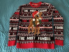 Rudolph Ugly Christmas Sweater Small Red