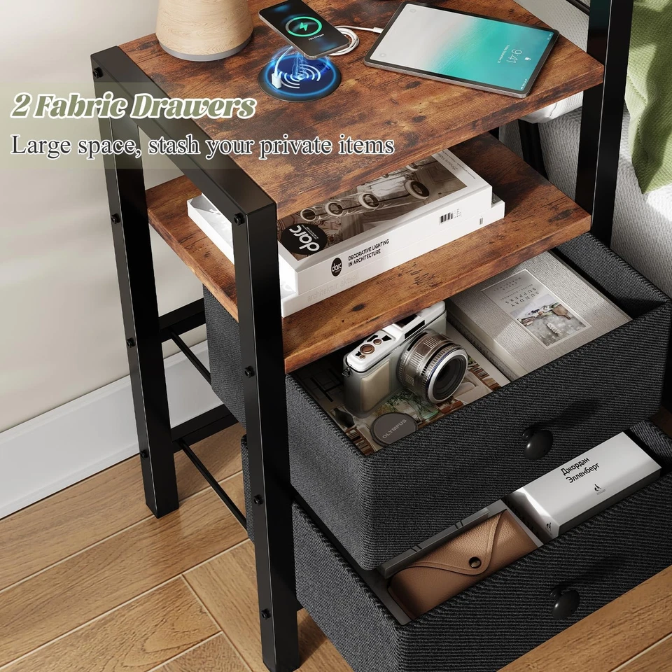 Cabecero para Cama Queen Size con 2 Mesitas de Noche, Cabecero Tamaño Completo con USB... Foto 3 de 4