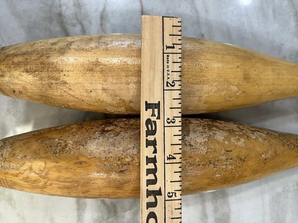 Two Vintage Wooden Juggling Pins Clubs One Pound 16.5” Solid Wood eBay