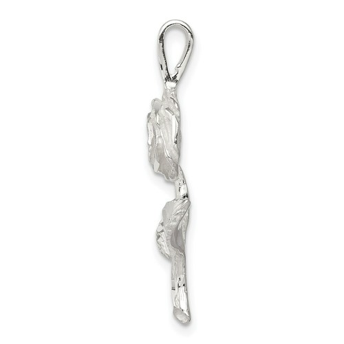 925 Sterling Silver Rose Charm Flower Pendant 1.18 Inch - Picture 2 of 4