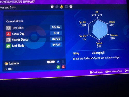 Pokemon Scarlet And Violet Shiny Leafeon 6IV Battle Ready Fast Delivery - Afbeelding 2 van 4