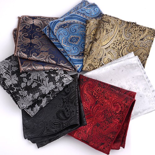 Mens Pocket Square Silk 23CM Handkerchief Floral Hanky Wedding Party 21Colors AU - Picture 4 of 36