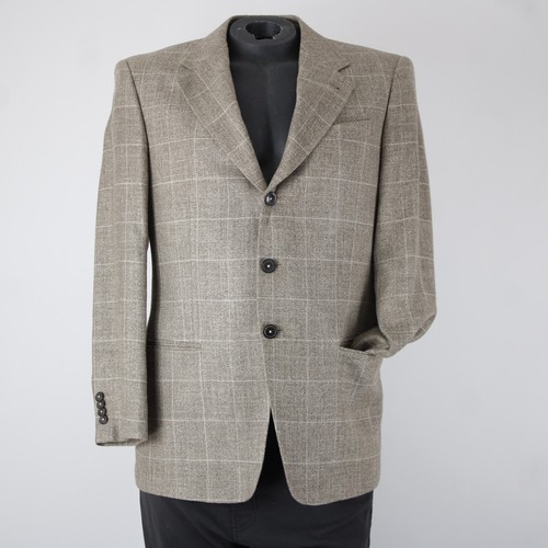 Armani Saks Sz 40 Light Brown White Lined Three Button Silk Wool Linen Jacket - Bild 6 von 22