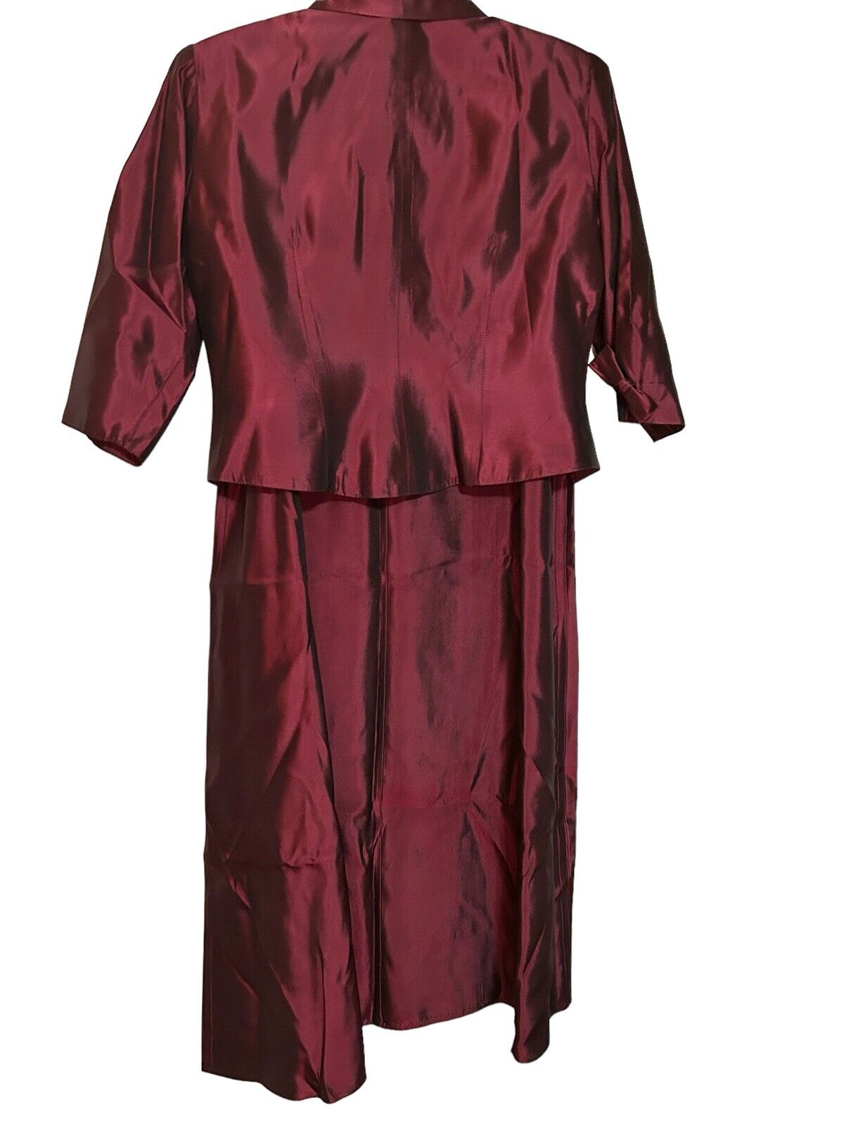 VTG JS Collection Burgundy Satin Suit Maxi Skirt … - image 3