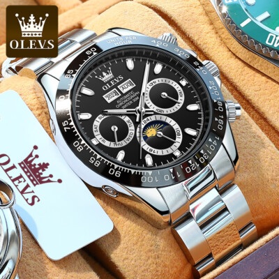 OLEVS Automatic Watches Waterproof Stainless Steel Luminous Month Date Watch