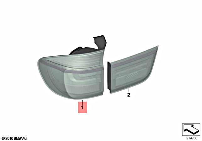 Genuine BMW X5 E70 Facelift Tail Light Rear Lamp Wing Right