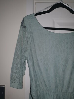 Gorgeous Ladies Size 14 Mint Sage Green Stretch Lace Skater Dress bnwt NEW  | eBay UK