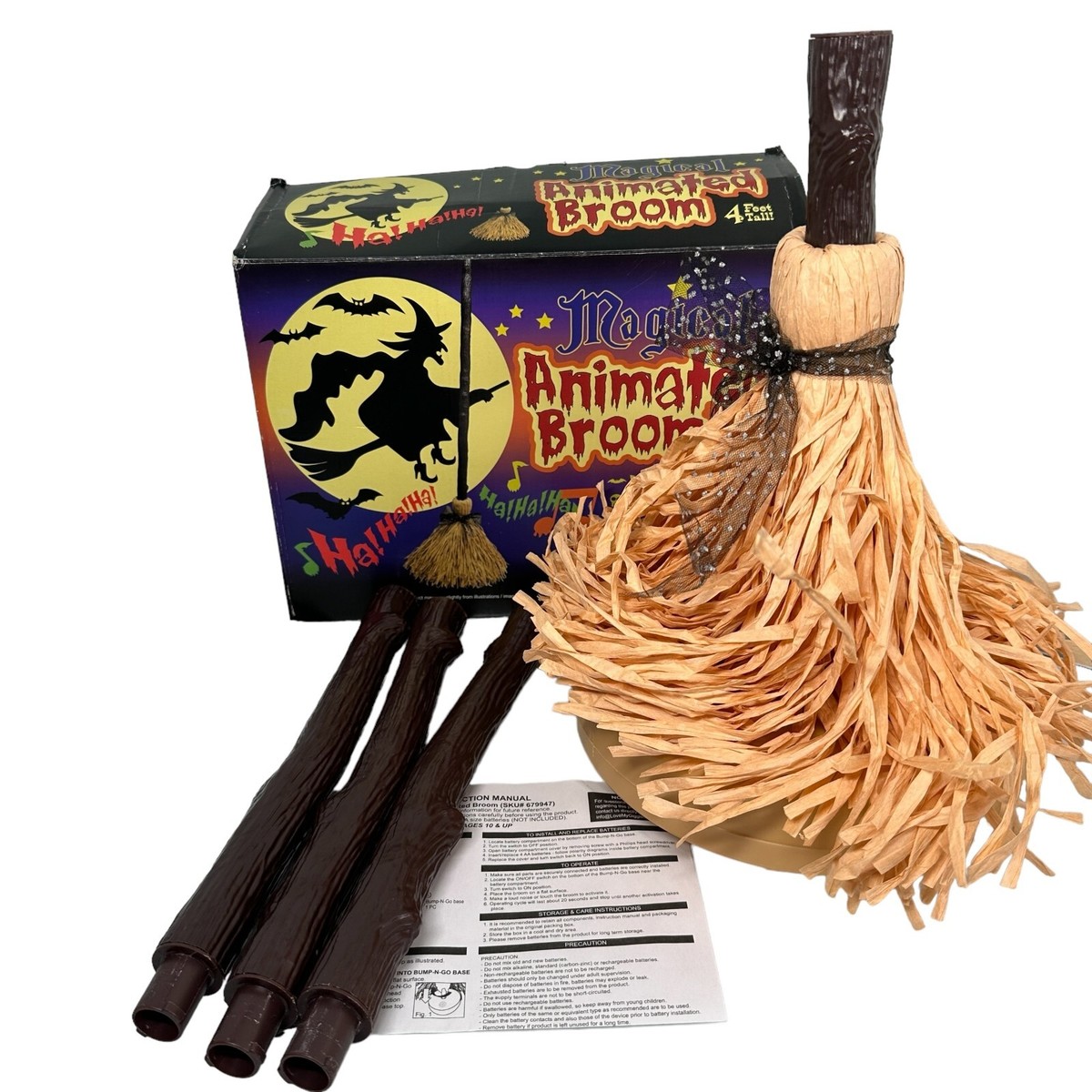 Magical 4ft Witch Animated Broom Enchanted Halloween Sound 