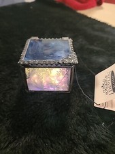 J. Devlin Glass Art Trinket Jewelry Box Slag Glass Hinged w/ Tag