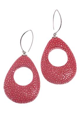 Rochenleder Ohrringe Teardrop Calar Rose Pink Polished Ohrringe 925 Sterling