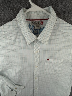 Quiksilver Quicksilver Button Up Shirt Men Long Sleeve Blue Check XL Point