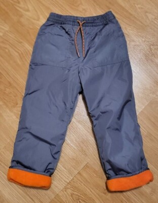 Vintage Old Navy 3T Toddler Snow Pants Gray Orange Cuffed Bottom EUC 