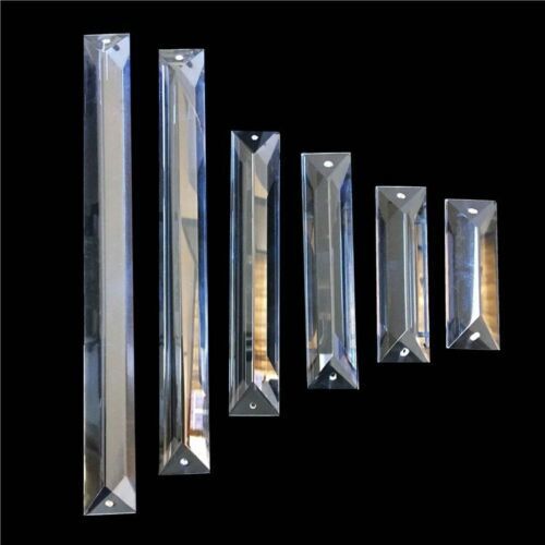 10pc K9 Glass Long Strip Rectangle Crystal Chandelier Prism Pendant Hanging Part - Picture 1 of 11