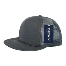 Foam Trucker Hat - Charcoal, Flat Bill, 5 Panel (Decky 223-CHA, New with Tags)
