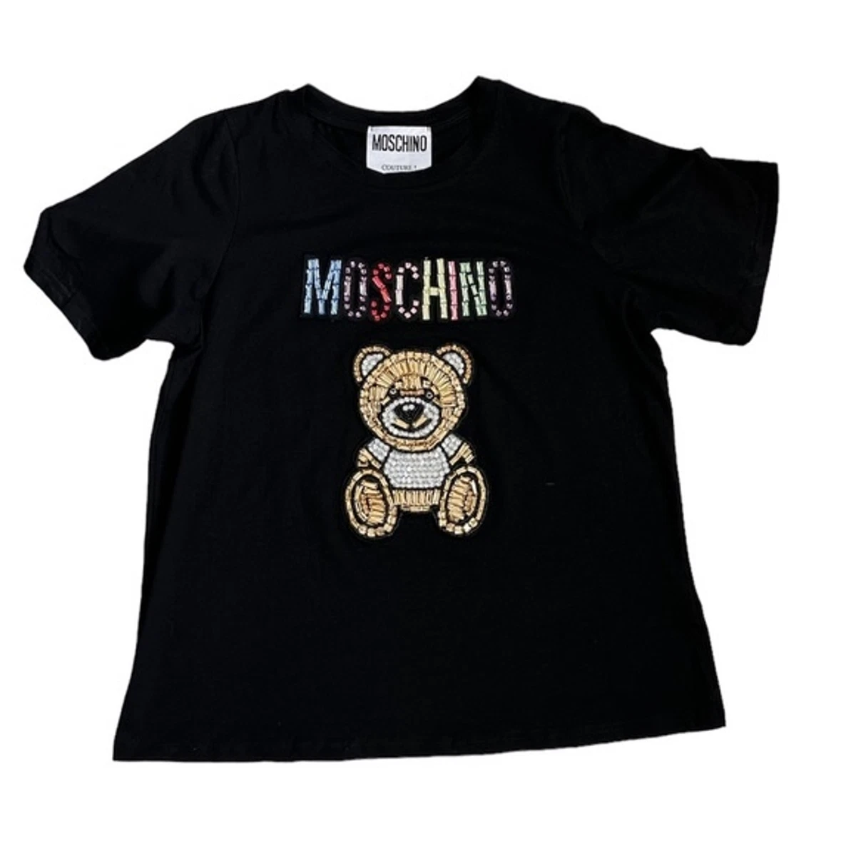 Moschino Teddy Bear Gemstone Jeweled Short Sleeve Shirt | eBay