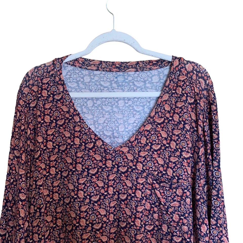 Blusa túnica Market & Spruce para mujer 3X multicolor boho artística cuello en V elástica Foto 2 de 4