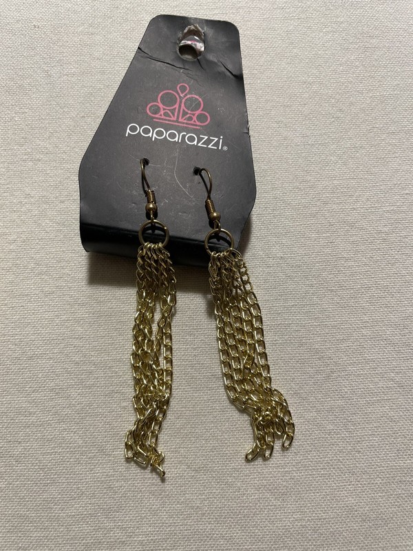 Paparazzi earrings gold colored dangle earrings and chain