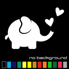 Elephant and Hearts Sticker Vinyl Decal - Baby Animal Love Zoo Car Window Wall