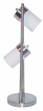 Brushed nickel 2-Light Adjustable Table Lamp white frosted plastic shades