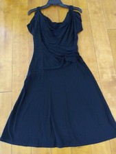 Womens Dress Evening Party Formal Chaps Black Sequin A-Line Jersey Size M