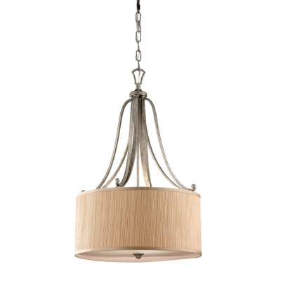 Antikes Silber Beige Klassisch Hängelampe Pendelleuchte 3x100W/E27