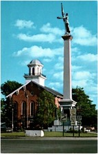 Civil War Monument and Court House Angola Indiana IN 1960s Chrome Postcard Photo