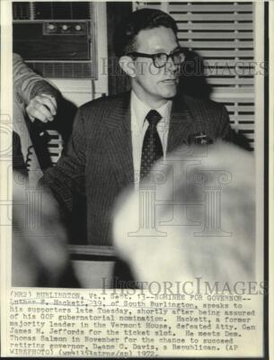 1972 Press Photo Luther Hackett, nominee for Governor of Vermont
