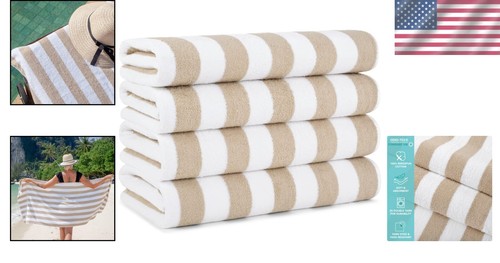 Luxurious Quick-Dry Beach Towels, 4-Piece Set - Oversized 30 x 70 Striped Design - Picture 2 of 12
