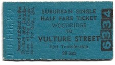 Half Fare Woodridge to Vulture Street  No 6334 Front & Back shown